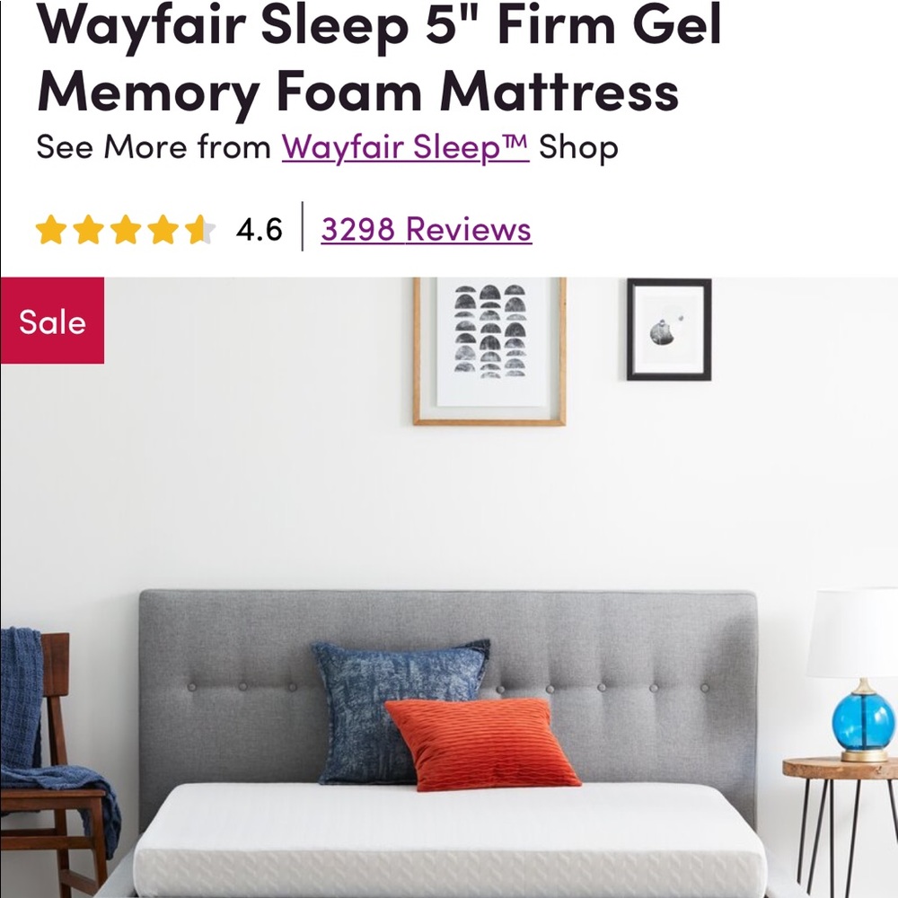 Wayfair sleep 5” firm gel memory foam mattress